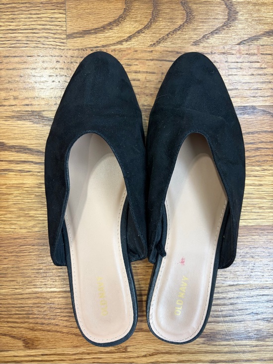 Old Navy Shoes - Old Navy Black Faux-Suede Pointy-Toe Mule Flats (8)